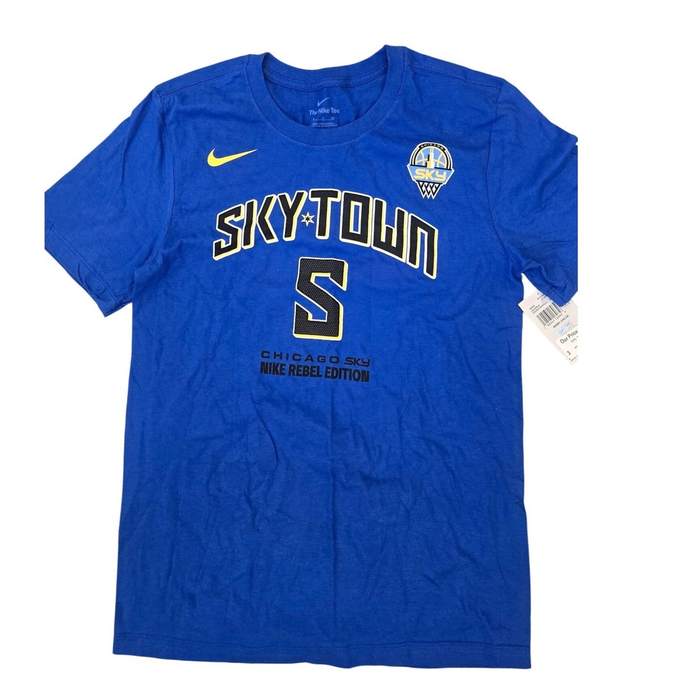 Nike‎ Chicago Sky Angel Reese Skytown Rebel Edition Blue T-Shirt Mens Small NEW